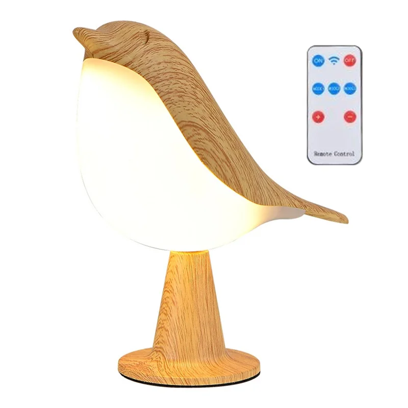 Creative Magpie Aromatherapy LED Car Decor Light Touch  /  Remote Control 3-Color Atmosphere Desk Lamp Rechargeable Bird Night Light - Maple Color