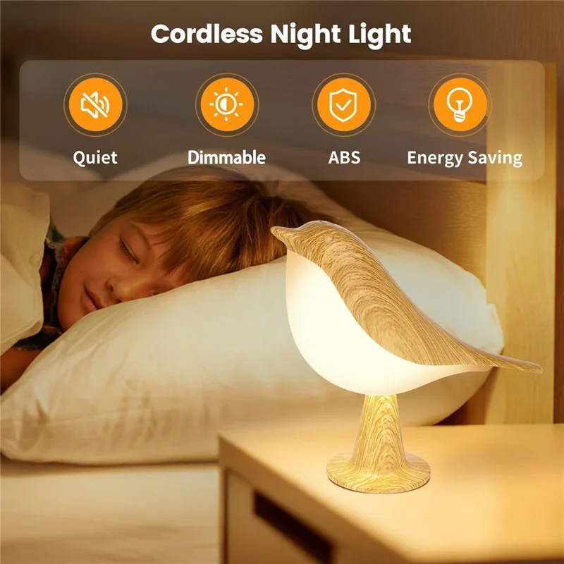 Creative Magpie Aromatherapy LED Car Decor Light Touch  /  Remote Control 3-Color Atmosphere Desk Lamp Rechargeable Bird Night Light - Maple Color