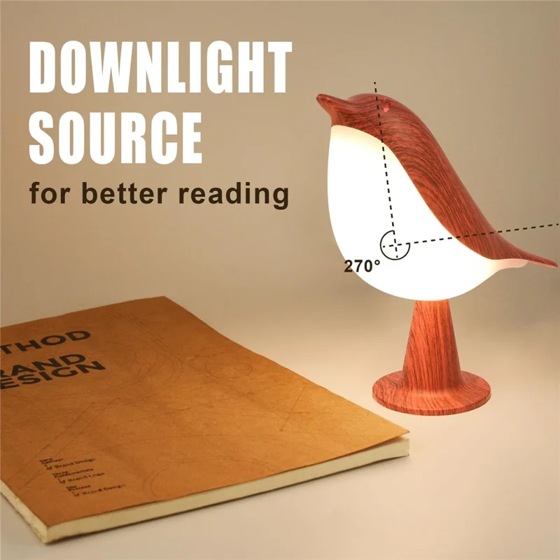 Creative Magpie Aromatherapy LED Car Decor Light Touch  /  Remote Control 3-Color Atmosphere Desk Lamp Rechargeable Bird Night Light - Maple Color