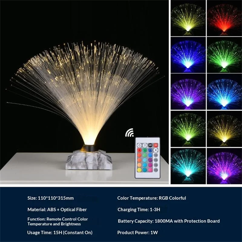 LED Fiber Optic Lamp Starry Sky Atmosphere Light RGB Colorful Touch  /  Remote Control Night Light for Room Decoration - Marble Color