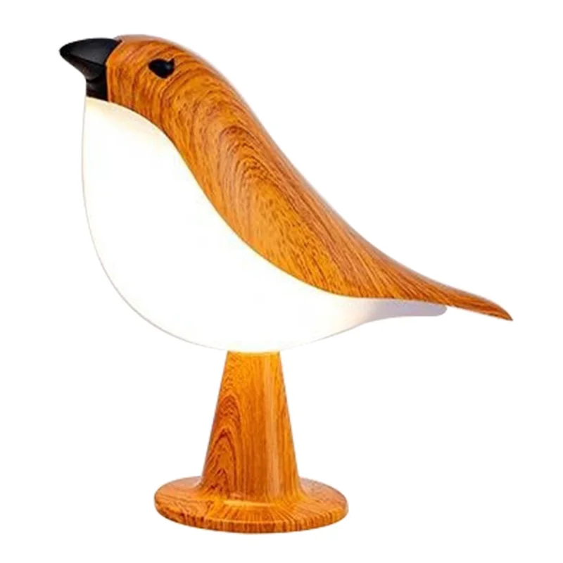 Remote  /  Touch Control Magpie Night Light with Sound Rechargeable Aromatherapy LED Lamp for Bedroom Bedside Car - Yellow Wood Grain