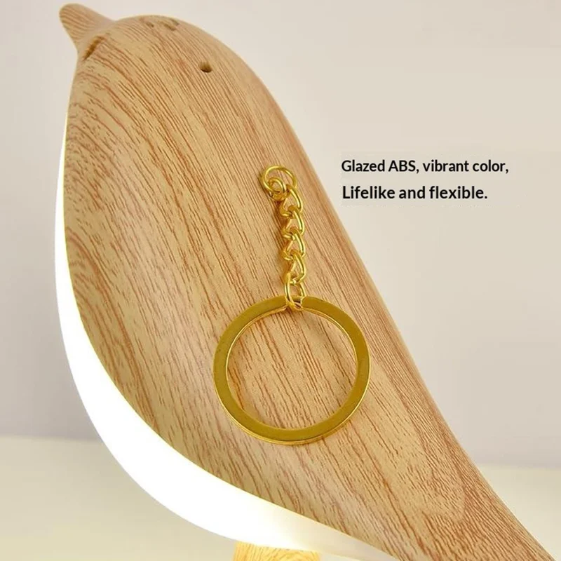 Remote  /  Touch Control Magpie Night Light with Sound Rechargeable Aromatherapy LED Lamp for Bedroom Bedside Car - Yellow Wood Grain