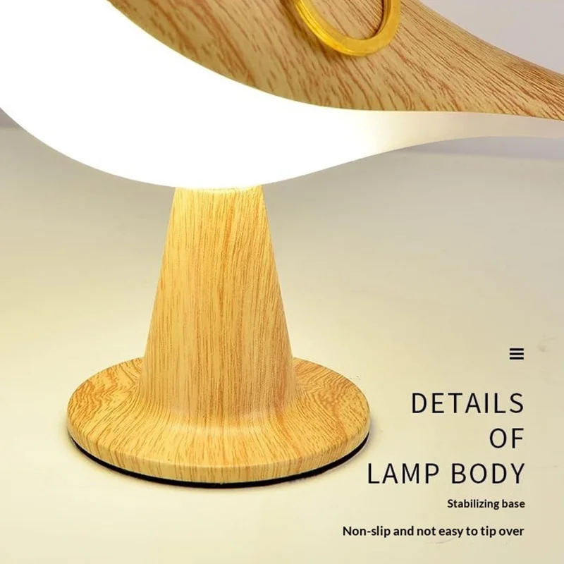 Remote  /  Touch Control Magpie Night Light with Sound Rechargeable Aromatherapy LED Lamp for Bedroom Bedside Car - Yellow Wood Grain