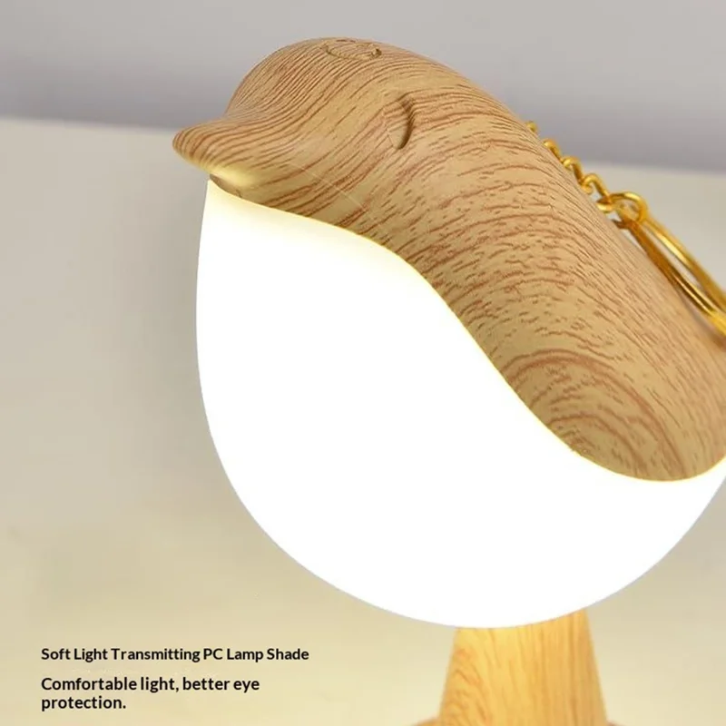 Remote  /  Touch Control Magpie Night Light with Sound Rechargeable Aromatherapy LED Lamp for Bedroom Bedside Car - Yellow Wood Grain