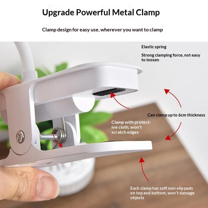 Rechargeable Bird Clip-On Lamp Eye-Care LED Reading Light with Adjustable Brightness  /  Color Temperature for Home Bedroom - Gold