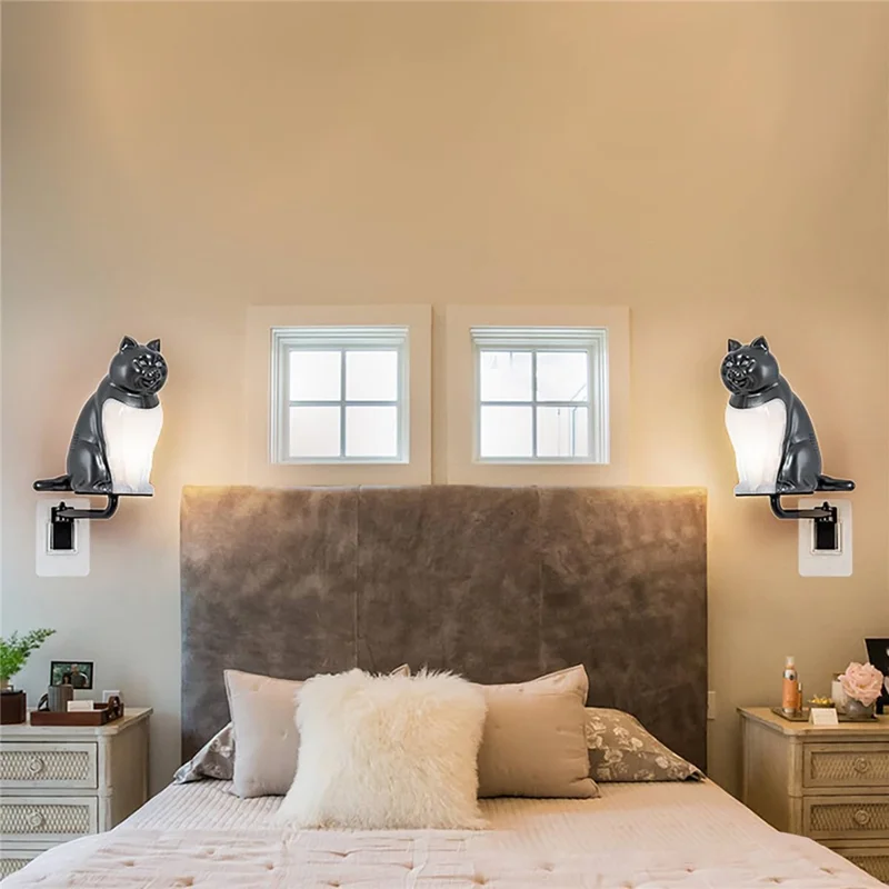 Creative Cat Ornament Wall Lamp USB Rechargeable Night Light with Sound and Aromatherapy Function for Bedroom Hallway - Maple Wood Grain