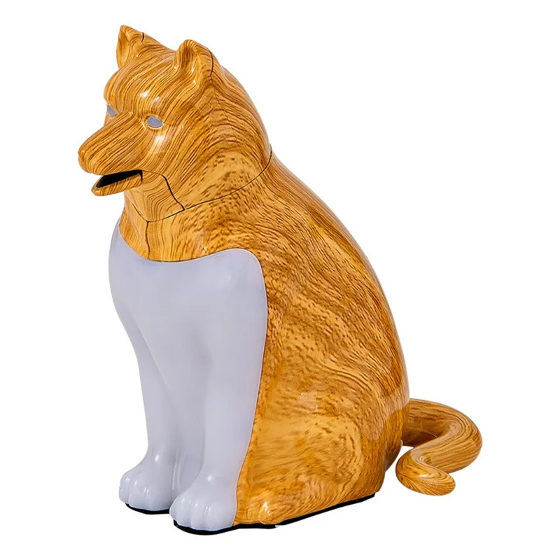 USB Rechargeable Lucky Dog Table Lamp Touch  /  Remote Control Creative Aromatherapy Night Light Gift with Dog Sound for Bedroom - Maple Wood Grain