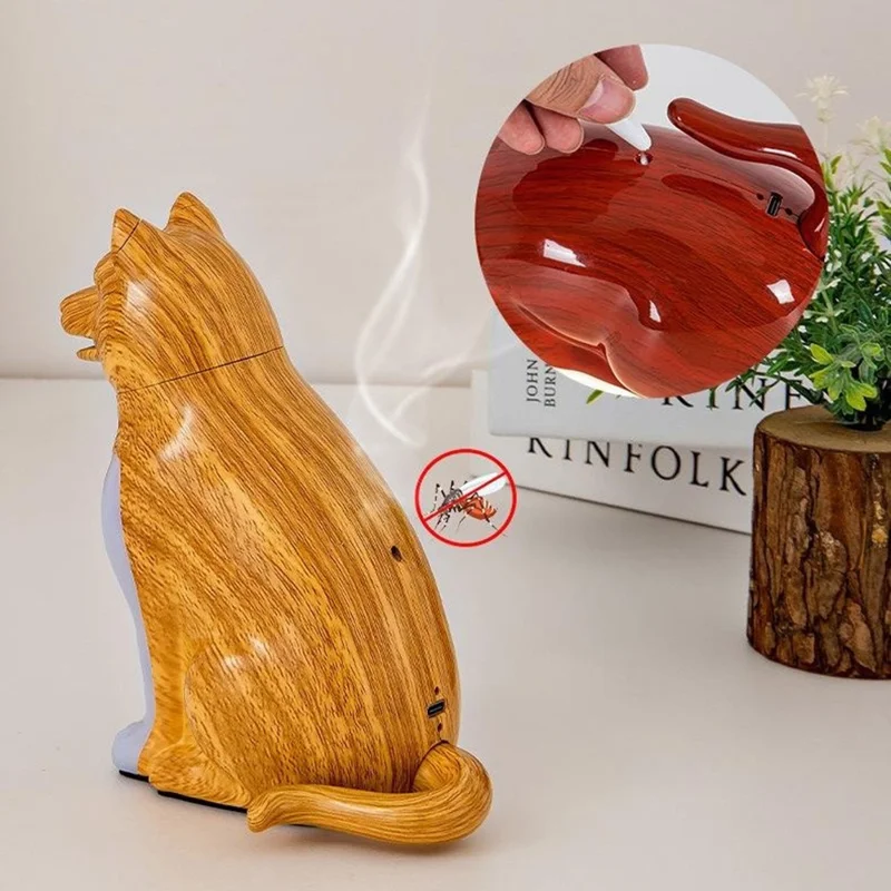 USB Rechargeable Lucky Dog Table Lamp Touch  /  Remote Control Creative Aromatherapy Night Light Gift with Dog Sound for Bedroom - Maple Wood Grain