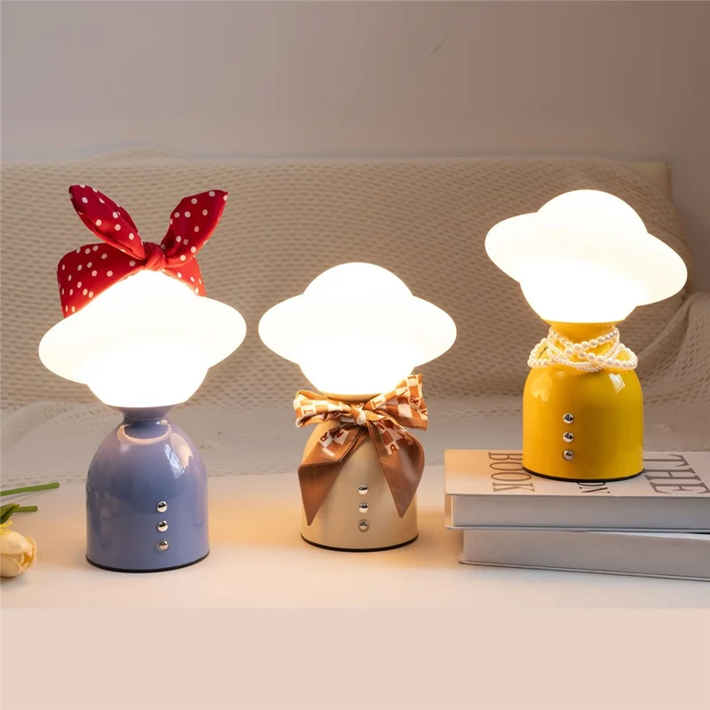 Modern Minimalist Night Light Bedside Table Lamp with Touch Control 3 Color Temperatures Desk Light - Yellow