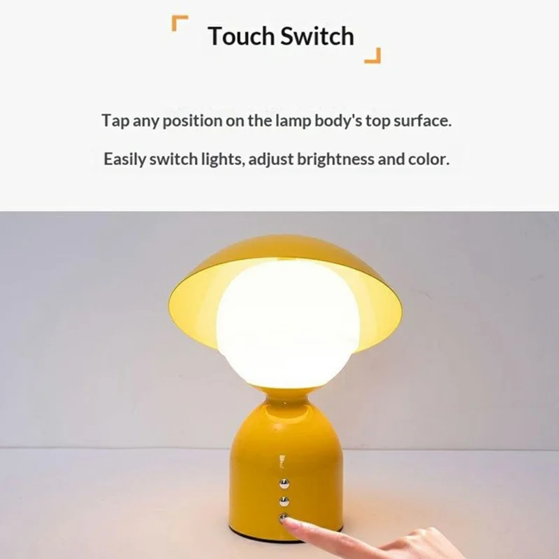 Creative Decorative Bedside Light with Lampshade / Touch Control / 3 Color Dimming Modern Table Lamp - Yellow