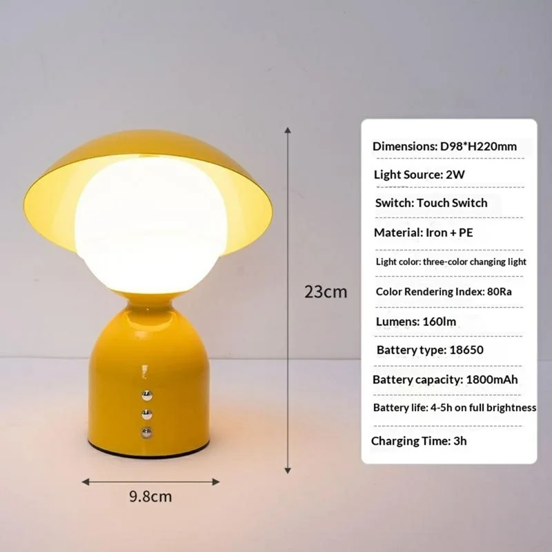 Creative Decorative Bedside Light with Lampshade / Touch Control / 3 Color Dimming Modern Table Lamp - Yellow