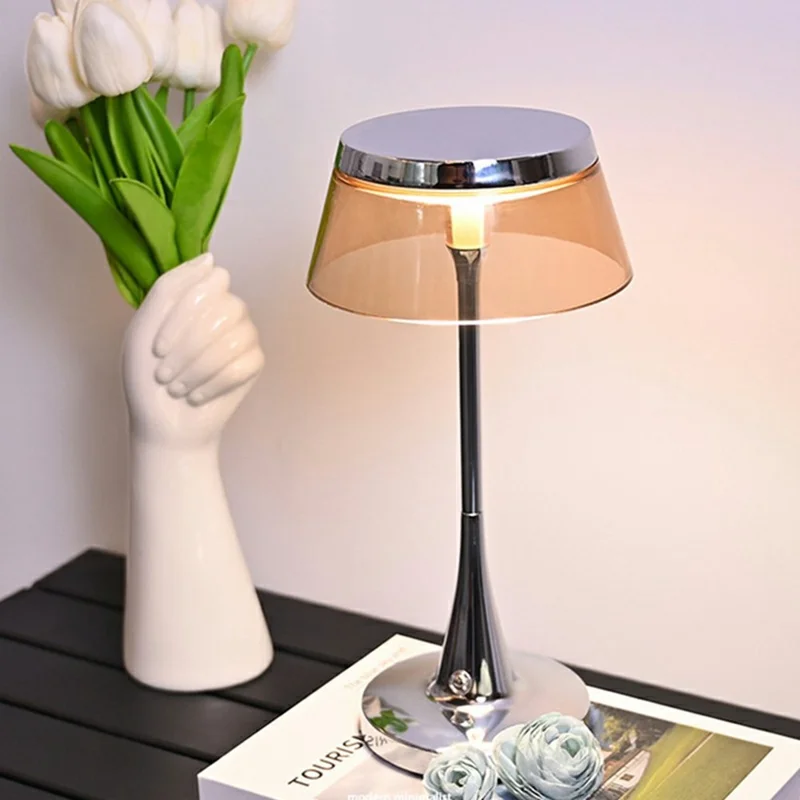 Bar Table Lamp Luxury Bedroom Creative Decorative Desk Light Ambient Lighting - Chrome Color