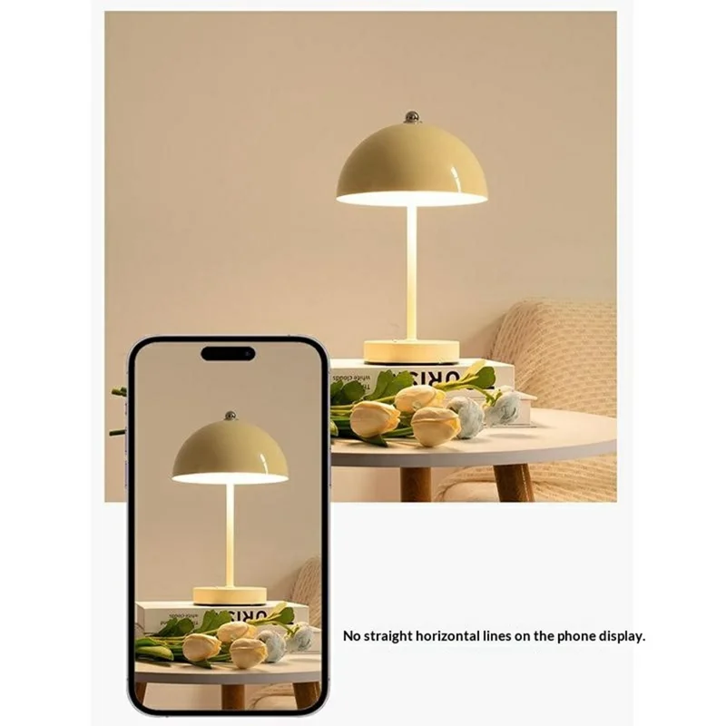 Mushroom Table Lamp Bedside Light Ambient Lighting Desk Night Light for Bedroom / Study - Beige