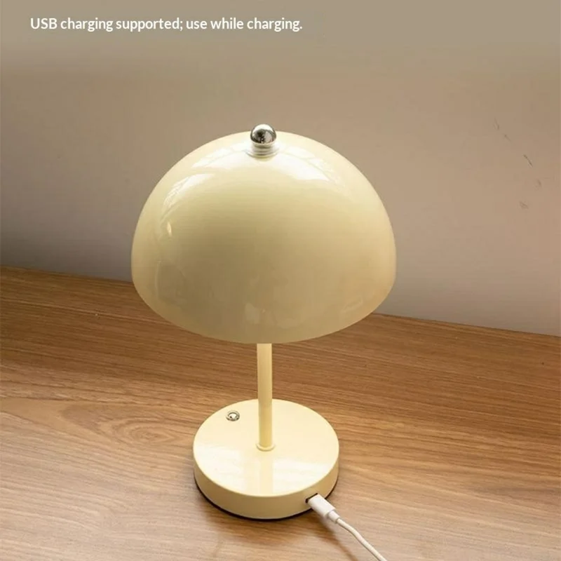 Mushroom Table Lamp Bedside Light Ambient Lighting Desk Night Light for Bedroom / Study - Beige