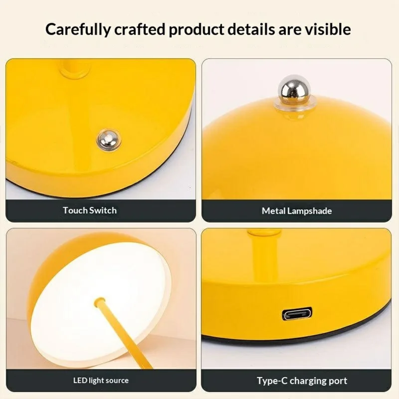 Mushroom Table Lamp Bedside Light Ambient Lighting Desk Night Light for Bedroom / Study - Beige