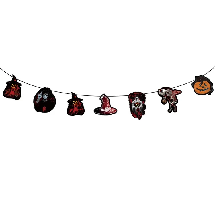 Halloween-Papiergirlanden Hängende Girlande Horror-Themen-Requisiten Dekoration Party-Zubehör - 23-WS01