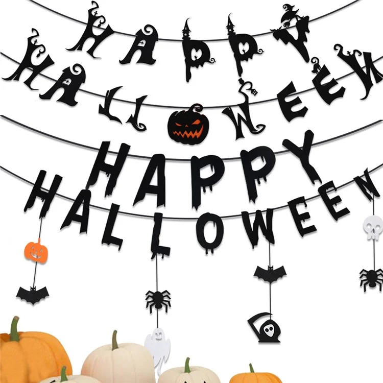 Halloween-Papiergirlanden Hängende Girlande Horror-Themen-Requisiten Dekoration Party-Zubehör - 23-WS01