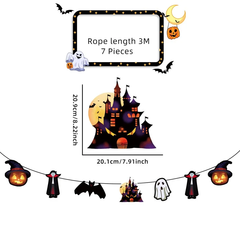 Halloween Paper Banners Hanging Garland Horror Theme Props Decoration Party Supplies - 23-WS04