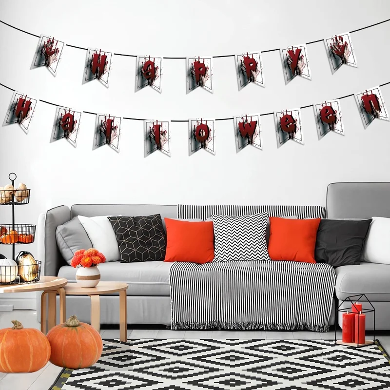 Halloween Paper Banners Hanging Garland Horror Theme Props Decoration Party Supplies - 23-WS04