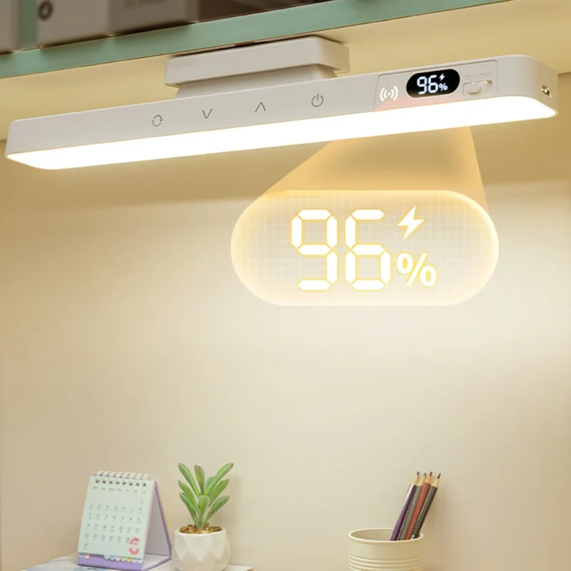 A29R Stepless Dimmable LED Desk Lamp 5 Color Temperature Display Long Bar Magnetic Light Touch Control  /  Remote Control - White