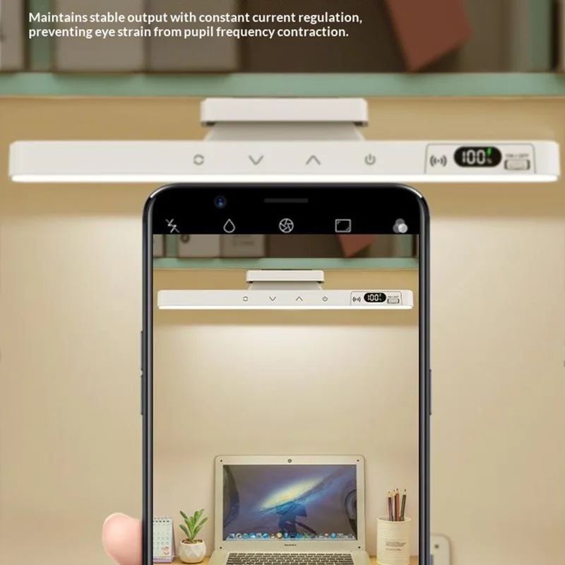 A29R Stepless Dimmable LED Desk Lamp 5 Color Temperature Display Long Bar Magnetic Light Touch Control  /  Remote Control - White