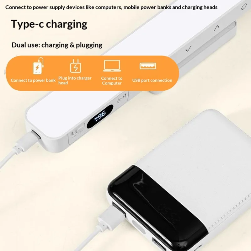 A29R Stepless Dimmable LED Desk Lamp 5 Color Temperature Display Long Bar Magnetic Light Touch Control  /  Remote Control - White