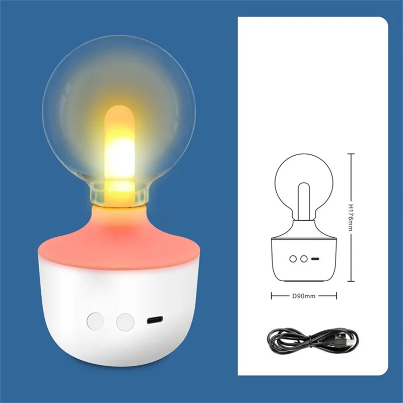 G80 / A70 Creative Table Lamp Flame Effect Multicolor Atmosphere Night Light for Bedside Decor - G80 White