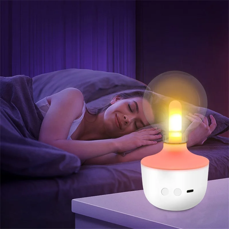 G80 / A70 Creative Table Lamp Flame Effect Multicolor Atmosphere Night Light for Bedside Decor - G80 White