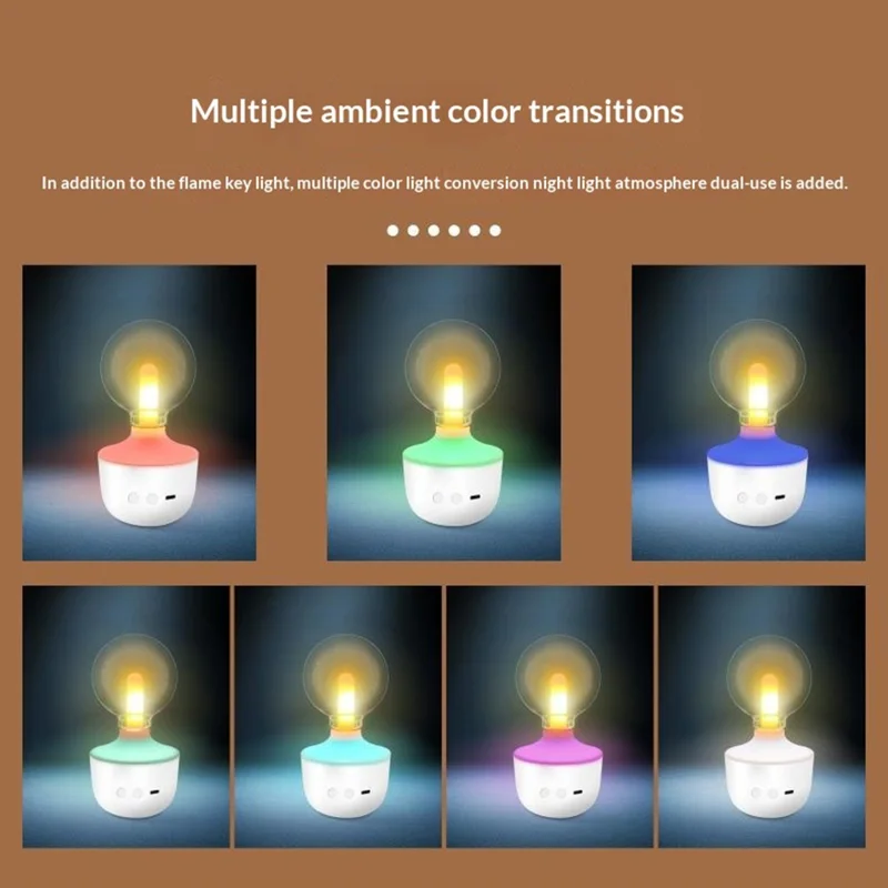 G80 / A70 Creative Table Lamp Flame Effect Multicolor Atmosphere Night Light for Bedside Decor - G80 White