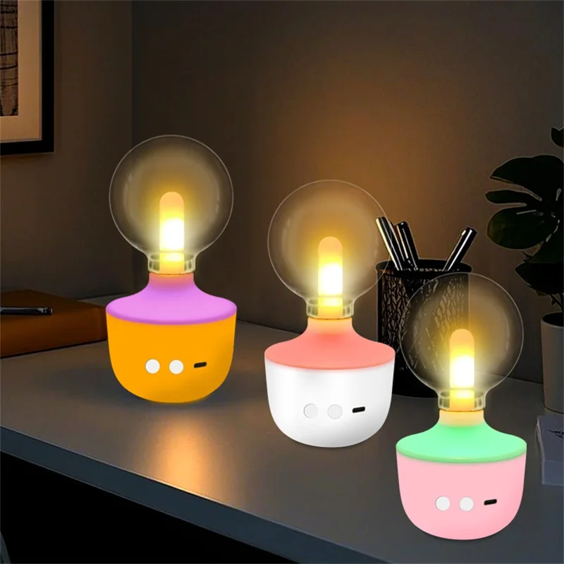 G80 / A70 Creative Table Lamp Flame Effect Multicolor Atmosphere Night Light for Bedside Decor - G80 White