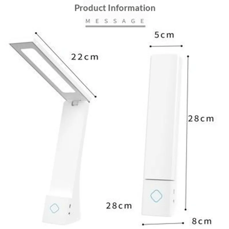 Eye Protection Rechargeable LED Desk Lamp for Children Reading Foldable Eye Care Study Light - White