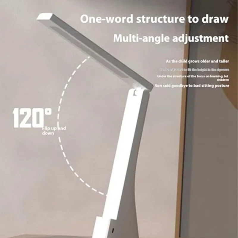 Eye Protection Rechargeable LED Desk Lamp for Children Reading Foldable Eye Care Study Light - White