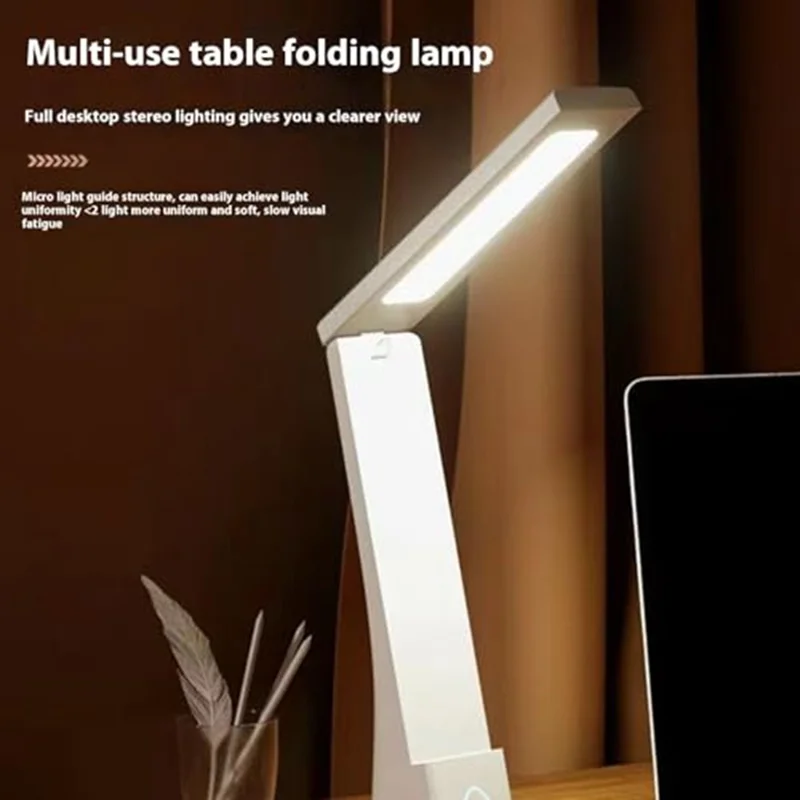 Eye Protection Rechargeable LED Desk Lamp for Children Reading Foldable Eye Care Study Light - White