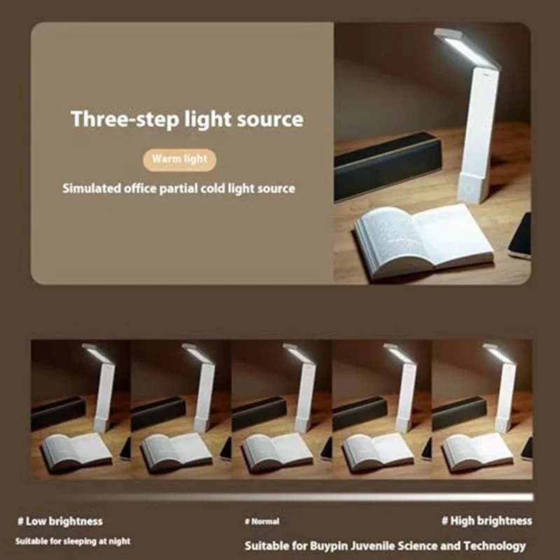 Eye Protection Rechargeable LED Desk Lamp for Children Reading Foldable Eye Care Study Light - White