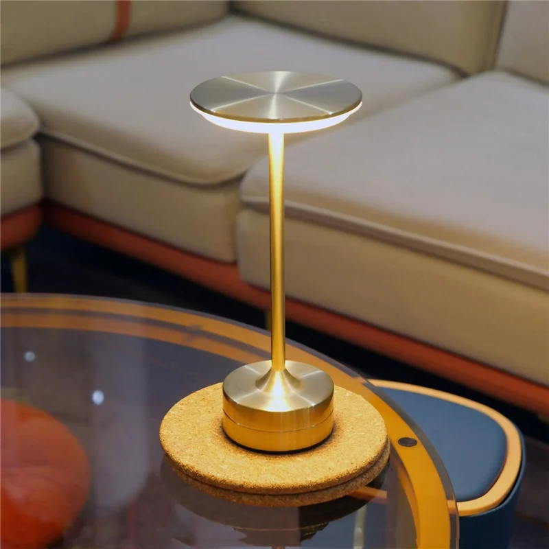 LED Tafellamp in Vliegende Schotelstijl met Aanraaksensor, Oplaadbare Nachtlamp met USB voor Restaurant Hotel Bar - Goud