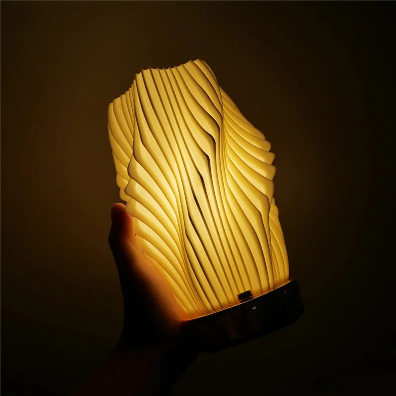 Cubic Ripple 3D Desk Lamp USB Rechargeable Dimmable LED Night Light for Bar Coffee Shop - White