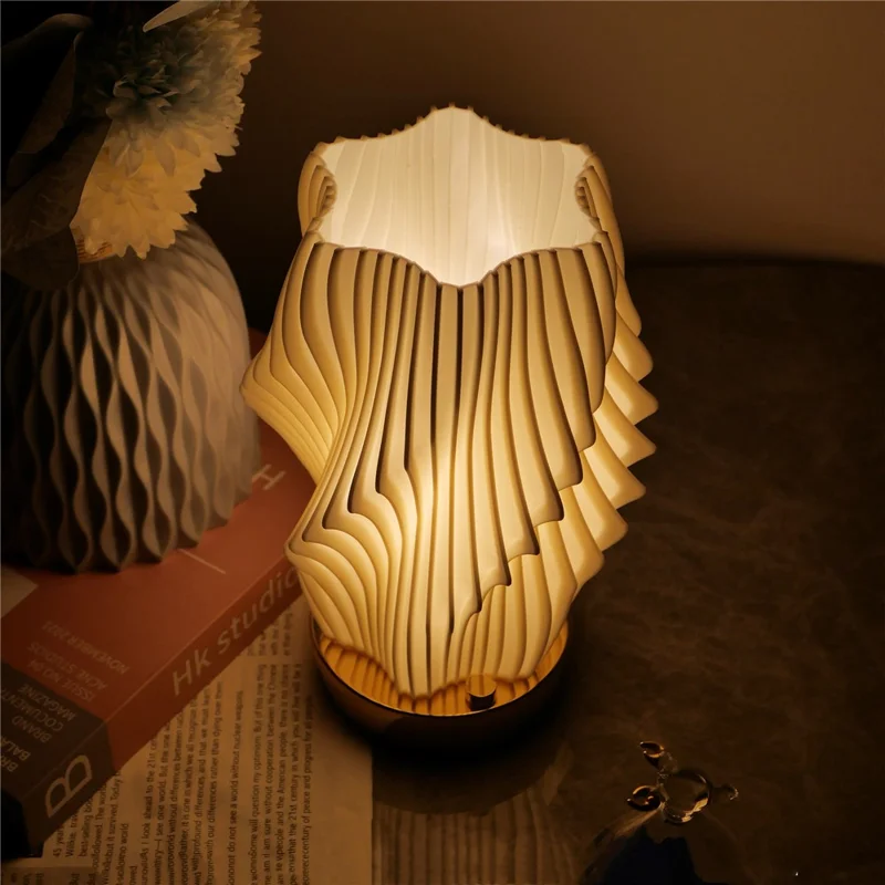 Cubic Ripple 3D Desk Lamp USB Rechargeable Dimmable LED Night Light for Bar Coffee Shop - White