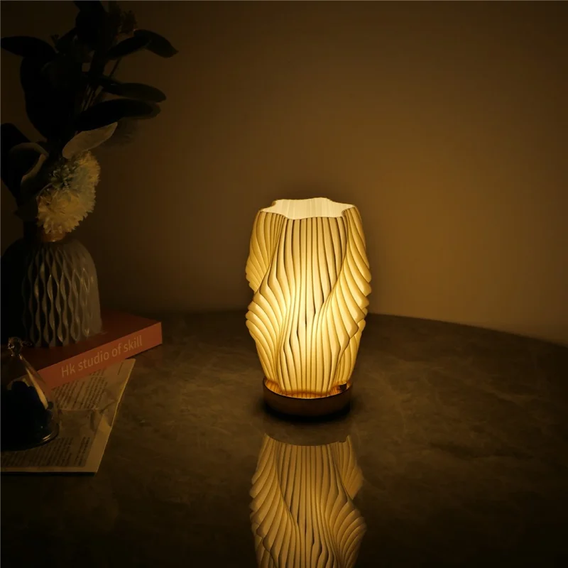 Cubic Ripple 3D Desk Lamp USB Rechargeable Dimmable LED Night Light for Bar Coffee Shop - White