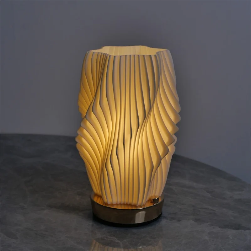 Cubic Ripple 3D Desk Lamp USB Rechargeable Dimmable LED Night Light for Bar Coffee Shop - White