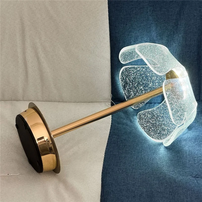 Настольная лампа-цветок с металлическим корпусом, USB-зарядка, сенсорное управление, ночник — золото