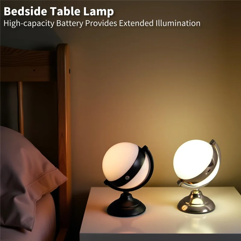 Вращающийся напольный ночной светильник-глобус с 3 цветовыми температурами и сенсорным управлением, светодиодная прикроватная лампа — черная