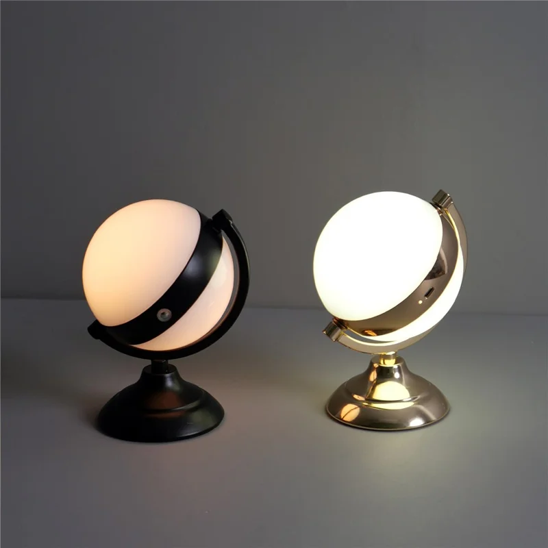 Вращающийся напольный ночной светильник-глобус с 3 цветовыми температурами и сенсорным управлением, светодиодная прикроватная лампа — черная