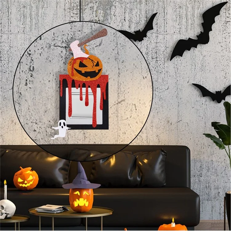 8Pcs / Set Halloween Wall Switch Decorative Stickers Felt Cloth Switch Decals with 20 Adhesive Dots
