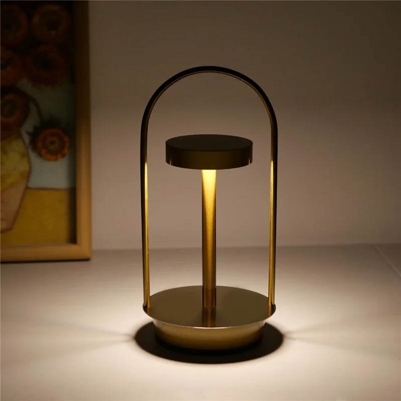 Minimalist Handheld Metal Table Lamp LED Bedside Night Light 3-Color Temperature Touch Control - No. 18