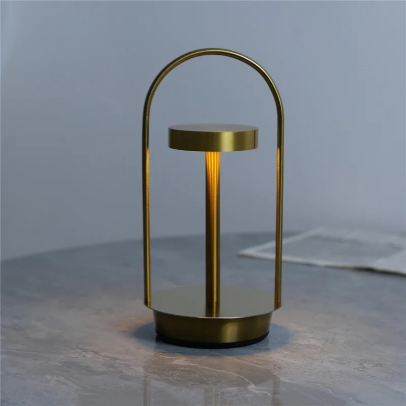 Minimalist Handheld Metal Table Lamp LED Bedside Night Light 3-Color Temperature Touch Control - No. 18