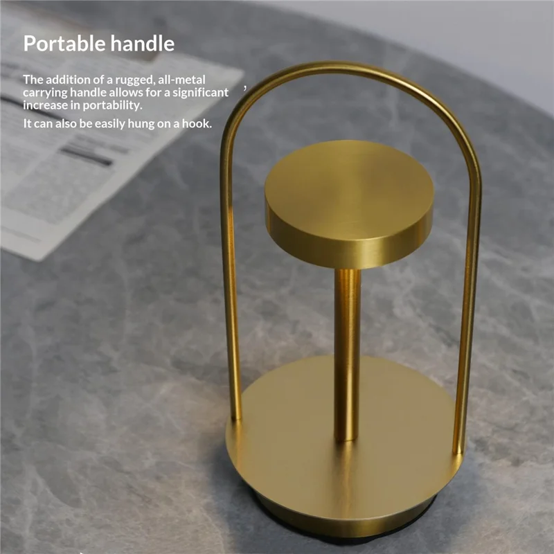 Minimalist Handheld Metal Table Lamp LED Bedside Night Light 3-Color Temperature Touch Control - No. 18