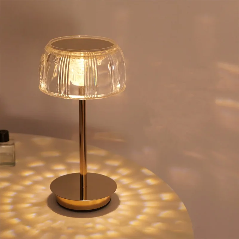 LED-Tischleuchte in Quallen-Optik mit Touch-Control, 3 Farbtemperaturen, Nachtlicht für Bar, Restaurant, Schlafzimmer – Gold