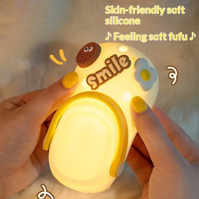 TW-L95 Clog Shoes Shape Tap Night Light with Timer Voice Control Bedside Atmosphere Lamp for Kids Room