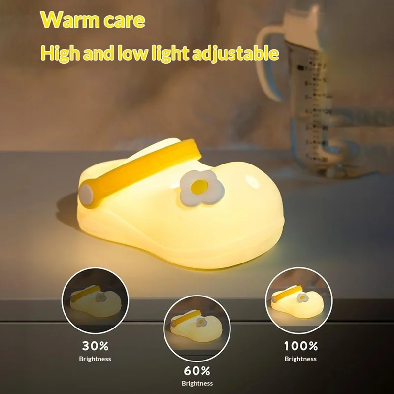 TW-L95 Clog Shoes Shape Tap Night Light with Timer Voice Control Bedside Atmosphere Lamp for Kids Room