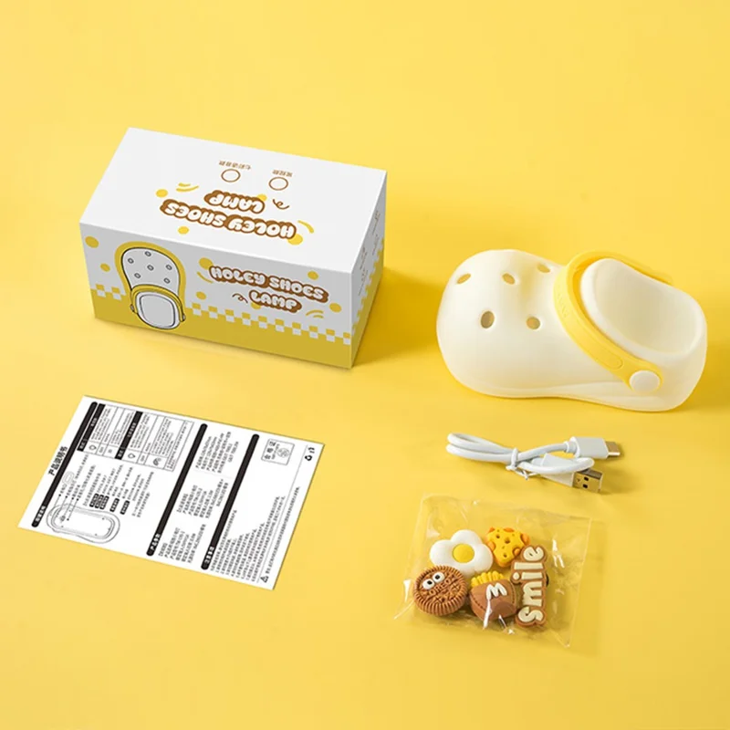 TW-L95 Clog Shoes Shape Tap Night Light with Timer Voice Control Bedside Atmosphere Lamp for Kids Room